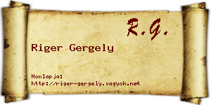 Riger Gergely névjegykártya